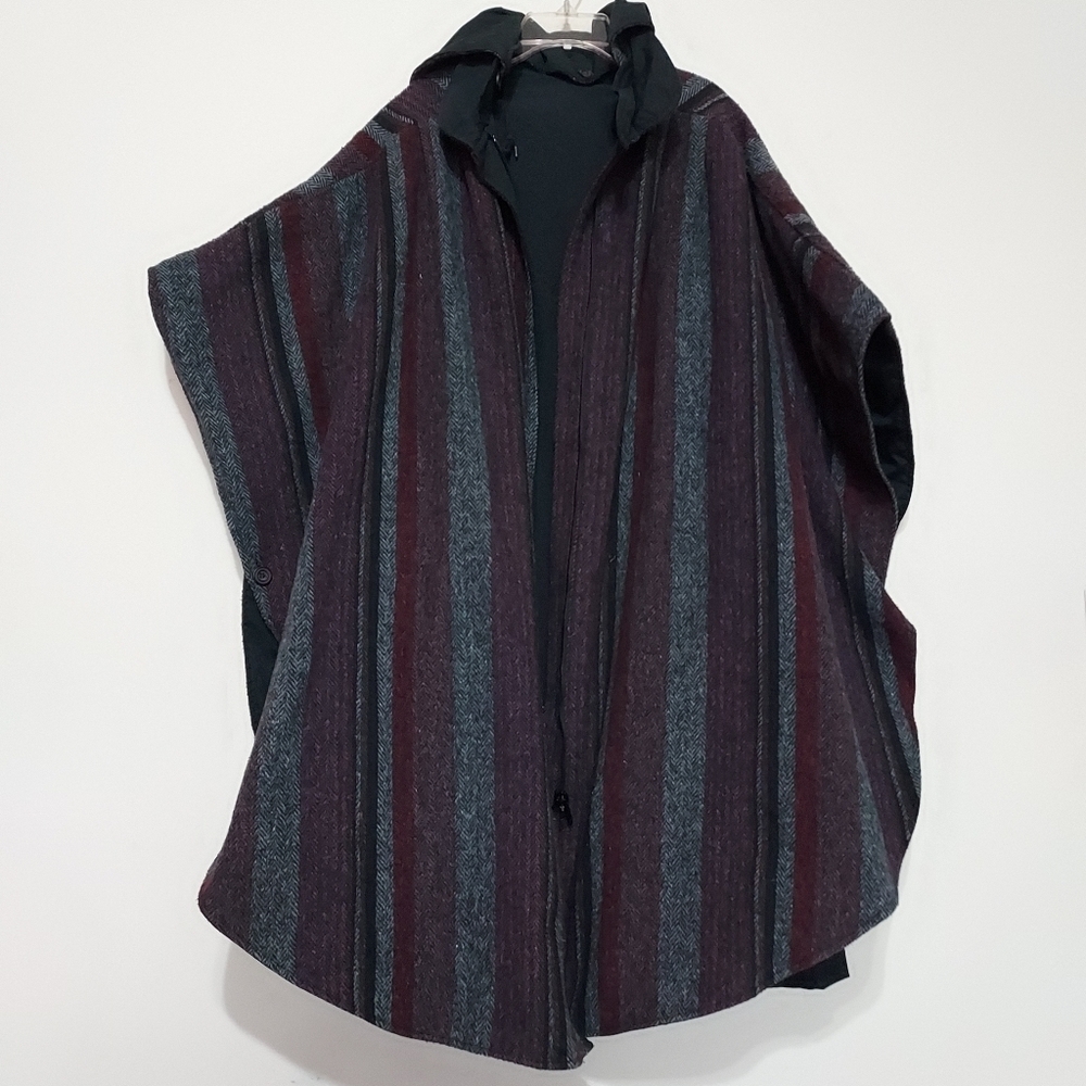 YKK Women's Wool Blend Reversible Hooded Cape